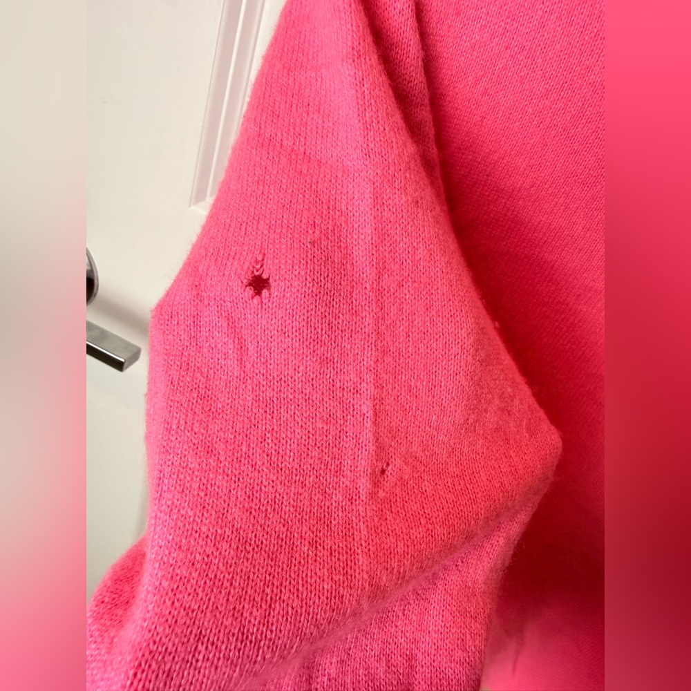 Lilly Pulitzer 100%‎ Cashmere Colorblock Sweater Pink & Camel Women’s M FLAW - Picture 8 of 8